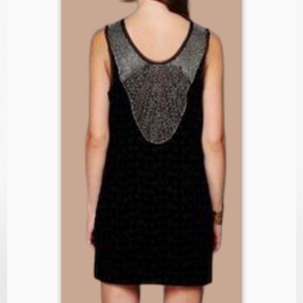 FREE PEOPLE black velvet beaded neck shift dress - Picture 4 of 16